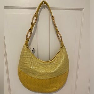 Whiting and Davis Matte yellow purse NWT Mesh and leather